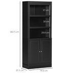 HOMCOM Wooden Kitchen Sideboard with Shelves and 2-Door Cabinet with Adjustable Shelves, 74.6x35.5x182.5cm
