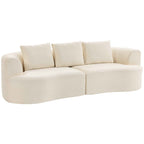 3-seater modular sofa with wide seat and chenille cushions, 260 cm, Cream