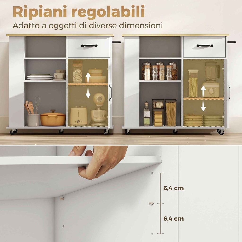 HOMCOM Kitchen Cabinet with Drawer, Cabinet and Adjustable Shelf, White