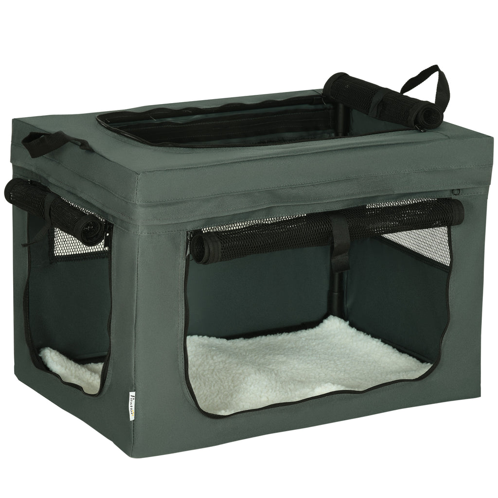 PawHut Pet Carrier for Mini Dogs and Cats with Cushion, Carry Bag and Mesh Doors, 60x42x42 cm, Grey