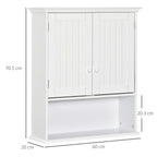 Wall-Mounted Bathroom Cabinet with 2 Doors and Open Shelf, Adjustable Internal Shelf, White