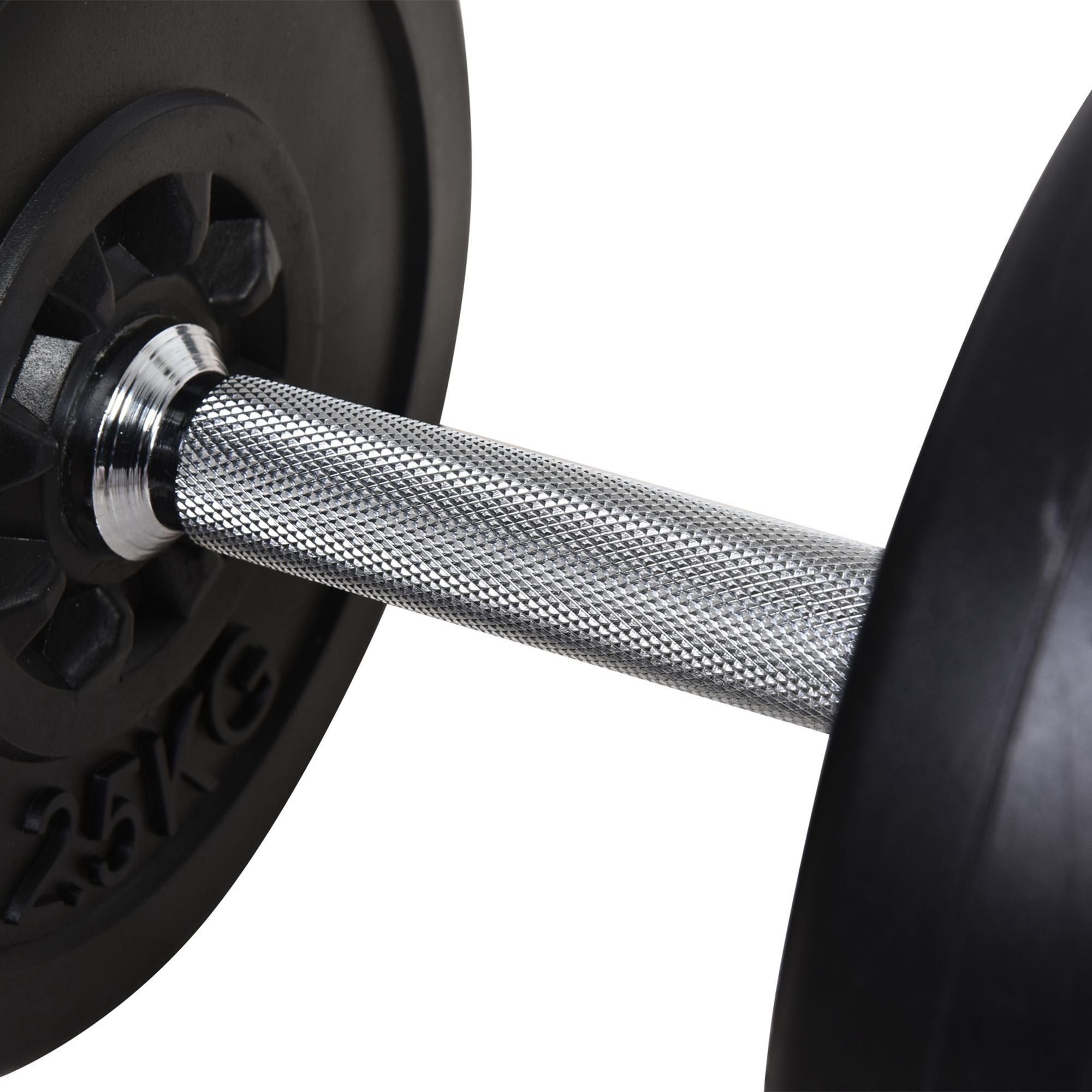 65kg Barbell and Disc Set with 2 Dumbbells, Gym Barbell Dumbbells with 14 Steel and Plastic Discs