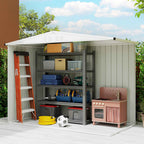 Outsunny Galvanized Steel Garden Storage Shed with 2 Doors, 246x117x180 cm, Light Grey