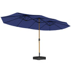 Outsunny 12-Ribbed Double Umbrella with Crank Handle, Cross Base and Sandbags, 4.7 x 2.8 m, Dark Blue