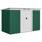 Steel Sheet Garden Tool Shed with Sliding Doors, 280x130x172cm, Dark Green