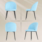 HOMCOM Set of 2 Upholstered Dining Chairs with Shell Back in Velvet, 52x55x79 cm, Blue