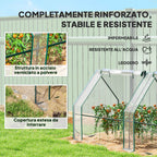Outsunny 4-Door Roll-Up Mini Garden Greenhouse with Extended Cover, Steel and PE, 360x90x90 cm, Transparent