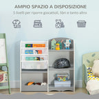 Zonekiz shepherd's shelf for children with wooden shelves, 85x26x84cm, gray - Borgè