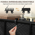 114L Steel Garden Cart with Storage Bag and Removable Walls, 105x51x54 cm, Black