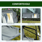 3-Seater Swing with Tilting Canopy and Cushions, in Steel and Polyester, 172x110x153 cm, Grey