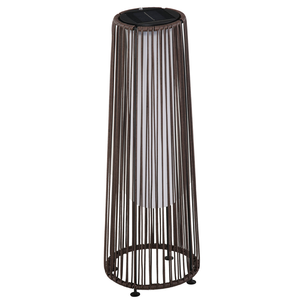 Outsunny Solar Garden Lantern with LED Light in Rattan and Metal, Ø21.5x61cm, Brown