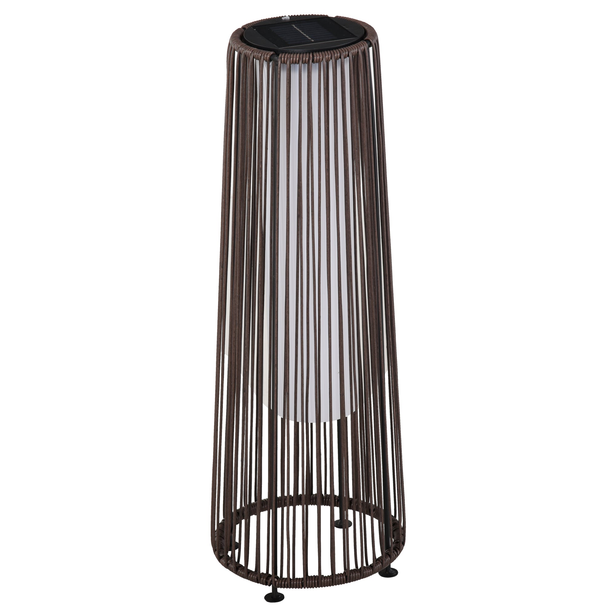 Outsunny Solar Garden Lantern with LED Light in Rattan and Metal, Ø21.5x61cm, Brown