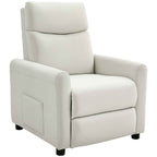 HOMCOM Reclining Chair 135° max in Linen Effect Fabric, Foam, Steel and Wood, 73x86x100 cm, Cream White