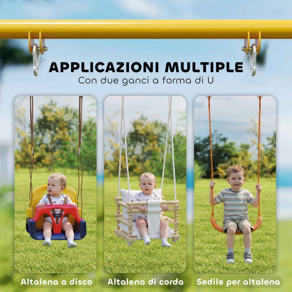 AIYAPLAY Garden Swing Frame with 2 Hooks, Steel, 128x155x157 cm, Yellow and Blue