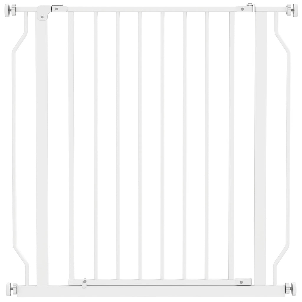 Extendable and Adjustable Dog Gate for Stairs and Doors, Made of Steel and ABS, 75-85x76 cm, White