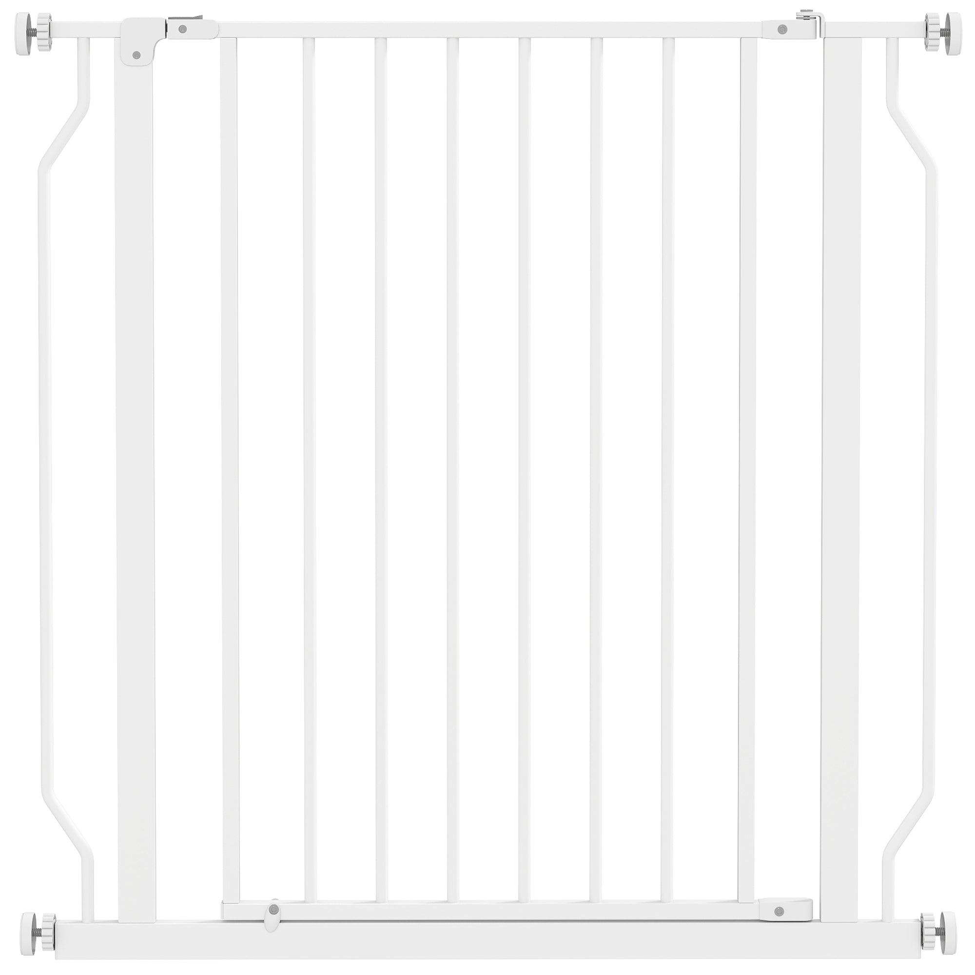 Extendable and Adjustable Dog Gate for Stairs and Doors, Made of Steel and ABS, 75-85x76 cm, White