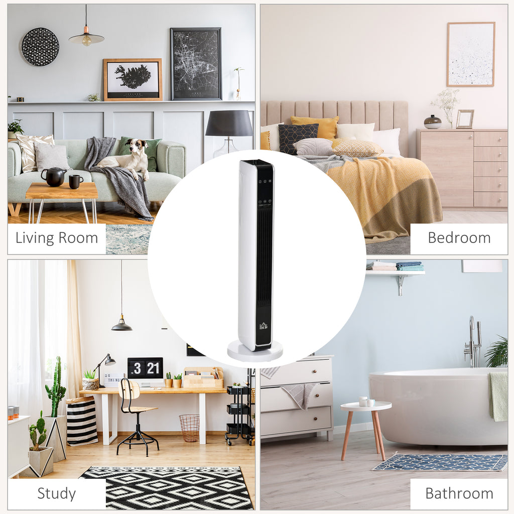 HOMCOM 2200W Electric Ceramic Heater with 3 Modes, 8-Hour Timer, Remote Control, LED Panel, White