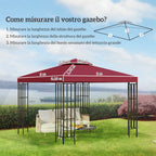 Outsunny Replacement Roof for 3x3m 2-Tier UV-Resistant Polyester Gazebo with Air Vent, Red