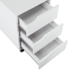 3 Drawer Office Chest with Retractable Handles, Wood and Metal, 40x50x57.5 cm, White