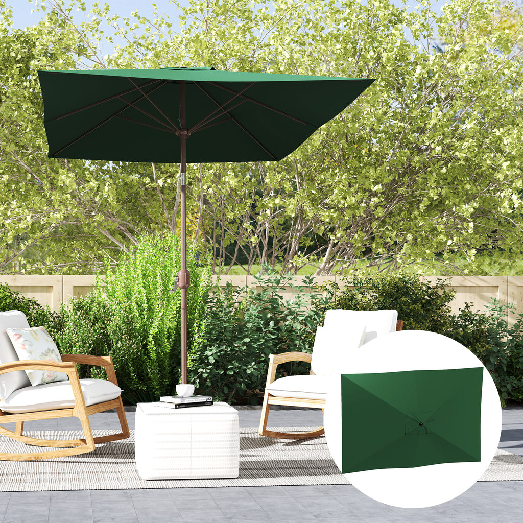 Replacement Cover for Rectangular Umbrella 3x2 m with 6 Ribs, Anti-UV 50+ Polyester, Green