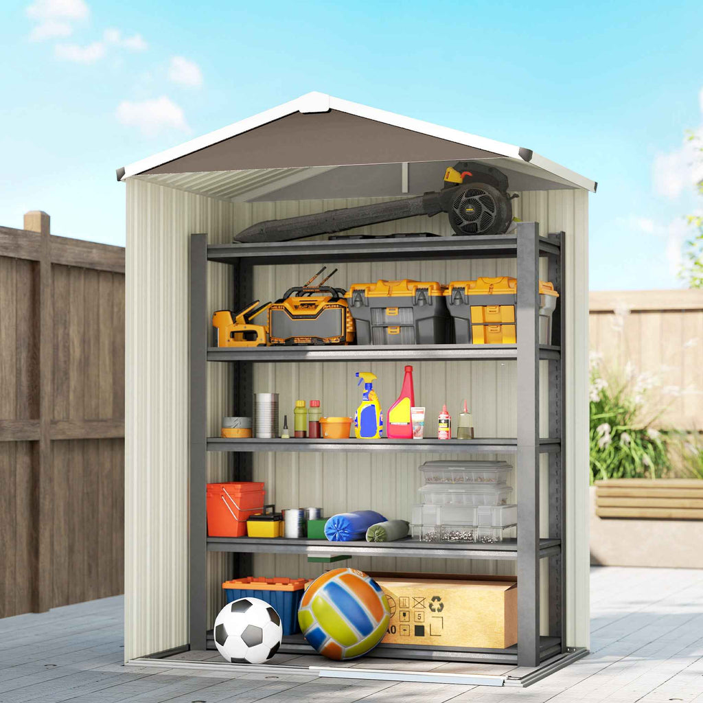 Outsunny 1.1m² Steel Garden Shed with Lockable Sliding Door, 136x87x179cm, Brown