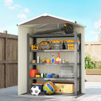Outsunny 1.1m² Steel Garden Shed with Lockable Sliding Door, 136x87x179cm, Brown