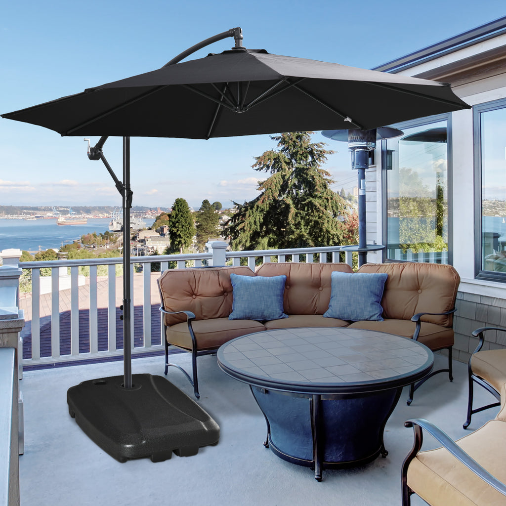 Fillable Arm Umbrella Base up to 75kg with T-Base Included, 80x60x17cm, Black