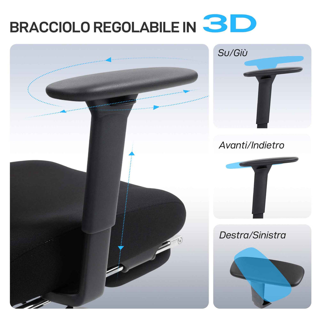 HOMCOM Ergonomic and Breathable Office Chair with Dynamic Lumbar Support and Footrest, 73x75x120-128 cm, Black