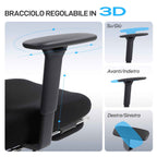 HOMCOM Ergonomic and Breathable Office Chair with Dynamic Lumbar Support and Footrest, 73x75x120-128 cm, Black
