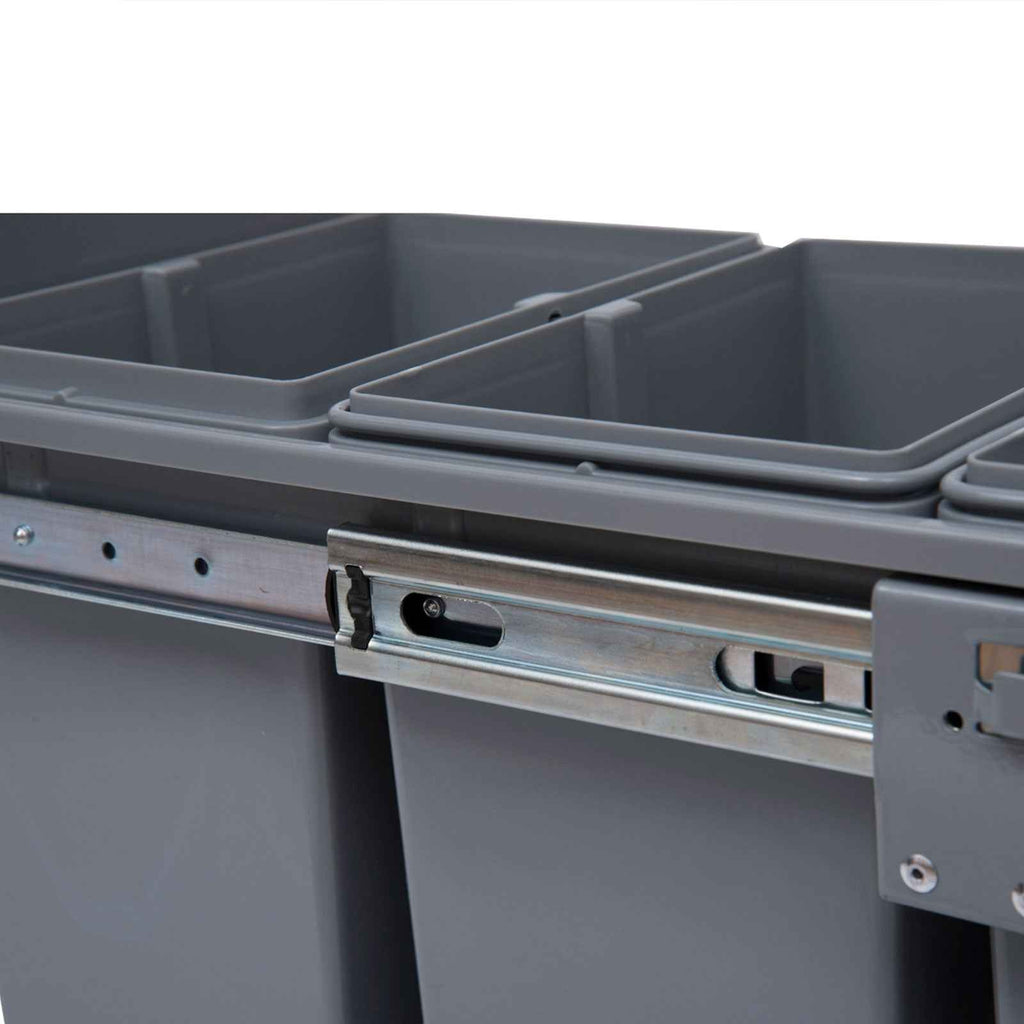 HOMCOM 40L Pull-Out Waste Bin with 3 Recycling Bins, 48 x 34.2 x 41.8 cm, Grey