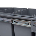 HOMCOM 40L Pull-Out Waste Bin with 3 Recycling Bins, 48 x 34.2 x 41.8 cm, Grey