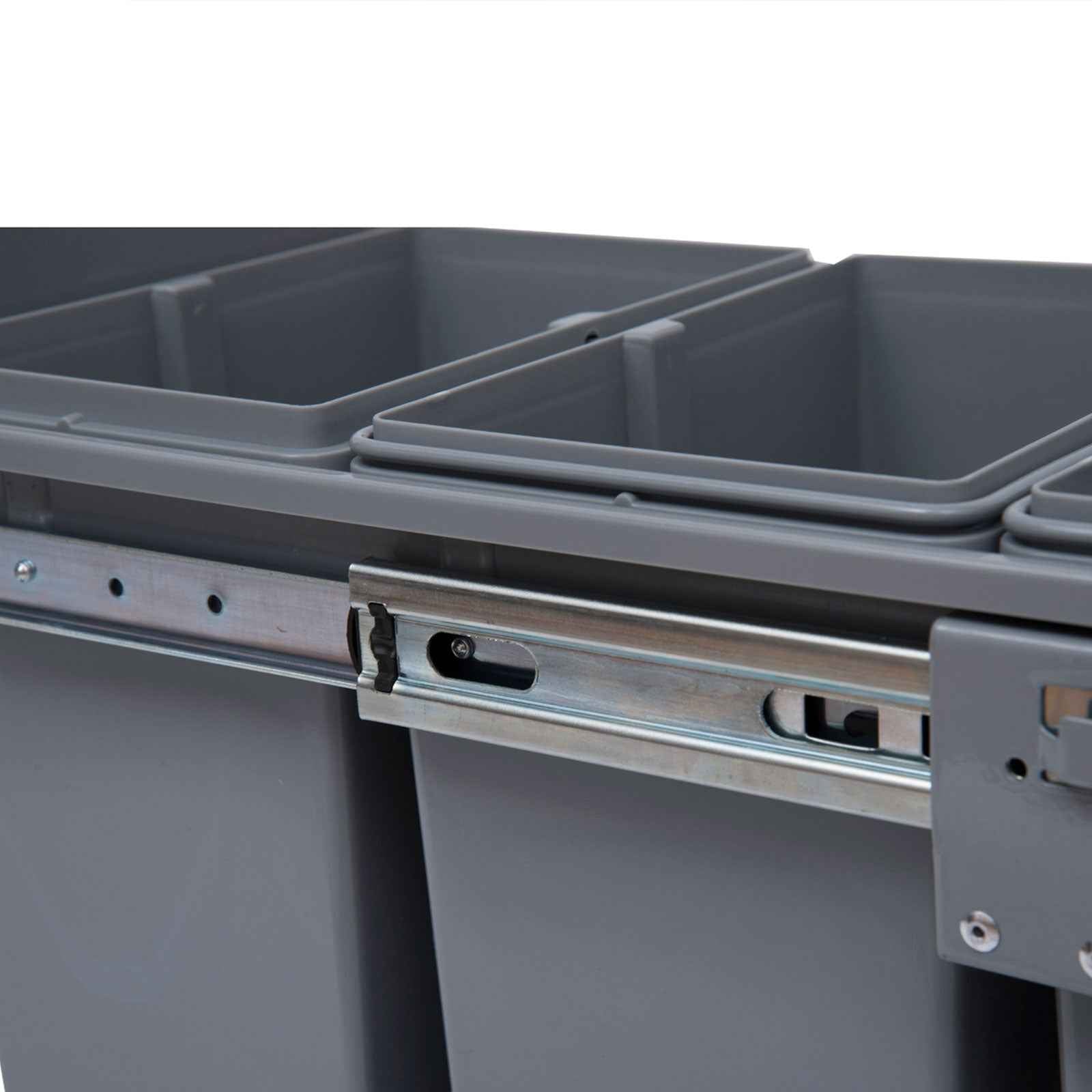 HOMCOM 40L Pull-Out Waste Bin with 3 Recycling Bins, 48 x 34.2 x 41.8 cm, Grey