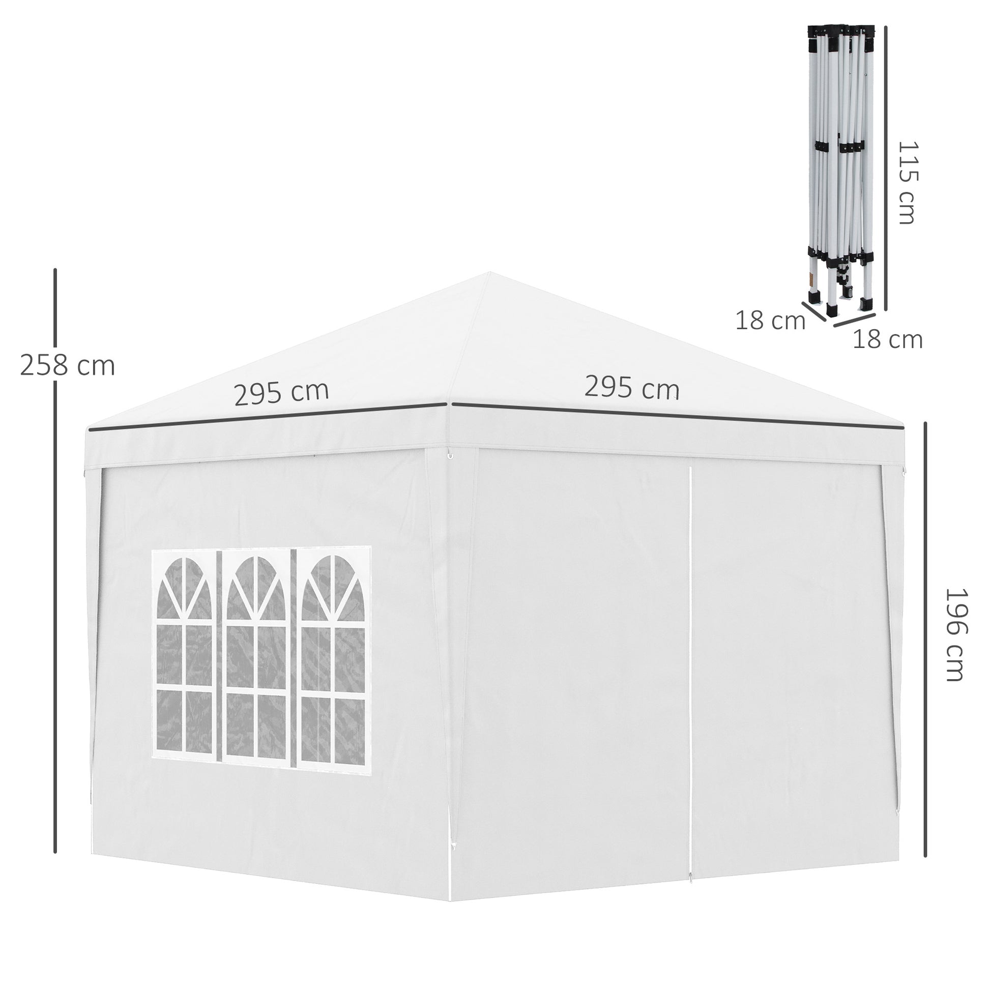 Outsunny gazebo 3x3 m folding and waterproof with side panels, in steel and oxford fabric, white - Borgè