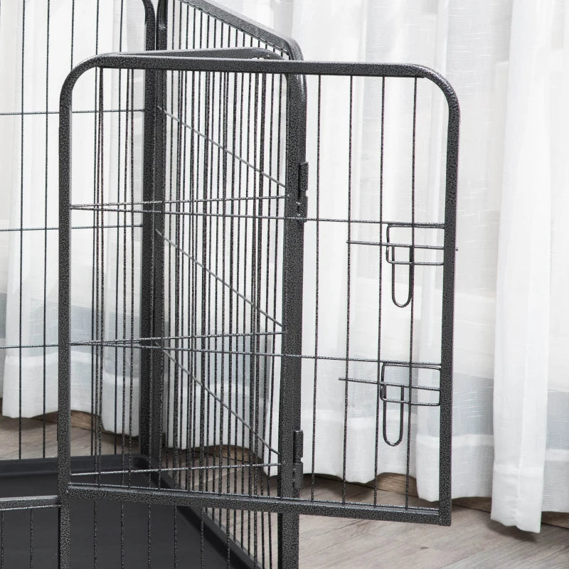 Metal Dog Kennel with Door and Bottom Tray, 125x78x80cm, Grey