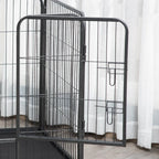 Metal Dog Kennel with Door and Bottom Tray, 125x78x80cm, Grey