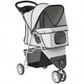 PawHut Folding Dog Stroller with Cup Holder and Basket, 77x44x102 cm, Grey
