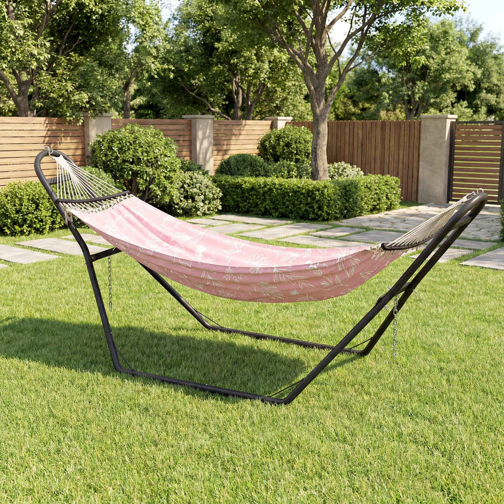 Outsunny Adjustable Non-Slip Hammock Stand with S-Hooks, Steel, 278x97x112 cm Black