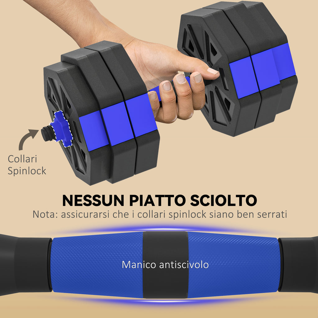 SPORTNOW 6-in-1 Plastic and Sand Gym Weight Set, Can Be Used as Kettlebell, Dumbbell, Barbell, Stand, Blue