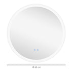Bathroom Mirror with Adjustable LED Lights, Touch Control and Anti-Fog Design, Ø60 cm