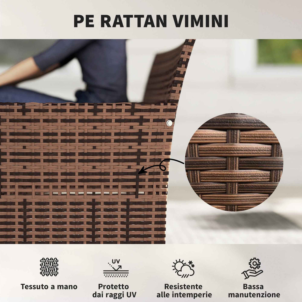 Outsunny 2-Seater Garden Sofa with Cushions and Non-Slip Mats, in Rattan and Steel, 115x63x85 cm, Beige