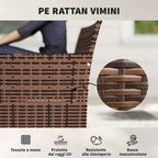 Outsunny 2-Seater Garden Sofa with Cushions and Non-Slip Mats, in Rattan and Steel, 115x63x85 cm, Beige