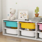 AIYAPLAY Children's Wooden Toy Storage Shelf with 6 Removable Plastic Bins, Multicolor