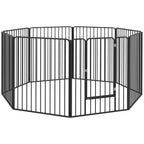 PawHut 8-Panel Modular Indoor/Outdoor Dog Kennel with 9 Pegs, Steel, 164x164x100 cm, Black