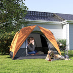 Waterproof 3-Person Camping Tent with Pocket, Lantern Hook and Bag, 2x2x1.35m, Orange
