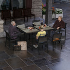 Garden Set with 6 Stackable Mesh Fabric Chairs and Wood Effect Table, Grey