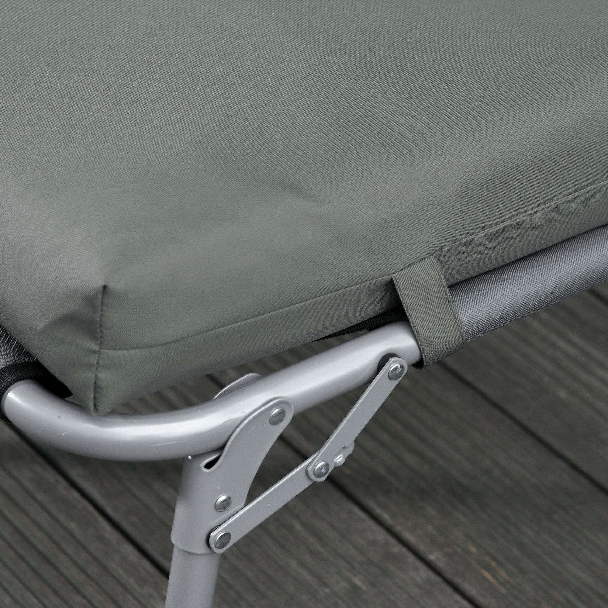 Outsunny Set of 2 Outdoor Lounger Cushions Padded in Cotton with Straps, 196x55x8 cm, Dark Grey