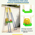 Adjustable Children's Garden Swing with Backrest and Barrier, Made of Steel and PP, 128x155x157 cm, Green
