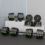 SPORTNOW 2-in-1 Set with 2 Dumbbells Convertible into a Barbell, Total Weight 30 kg and Adjustable Weight Discs, Black
