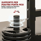 2-Tier Adjustable Barbell Rack with Disc Holder, Steel, 110x91x145 cm, Black