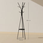 Modern Vertical Coat Rack for Entryway, 45x45x180cm, Black